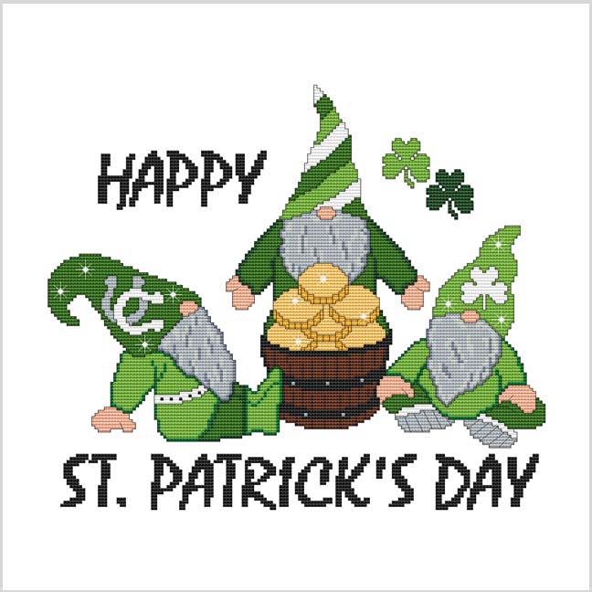 Happy St. Patrick's Day Lucky Gnome - Cross Stitch Pattern
