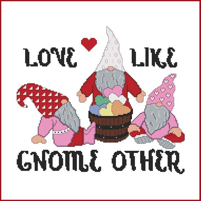 Happy Valentine's Day Love Gnome - Cross Stitch Pattern