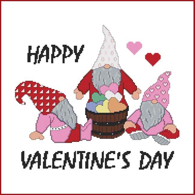 Happy Valentine's Day Love Gnome - Cross Stitch Pattern