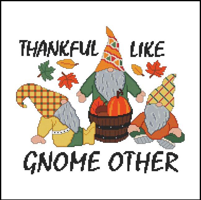 Happy Thanksgiving and Thankful Gnome - Cross Stitch Pattern