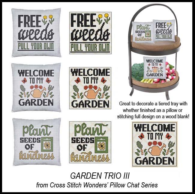 Garden Trio III Pillow Chat Series - Cross Stitch Pattern