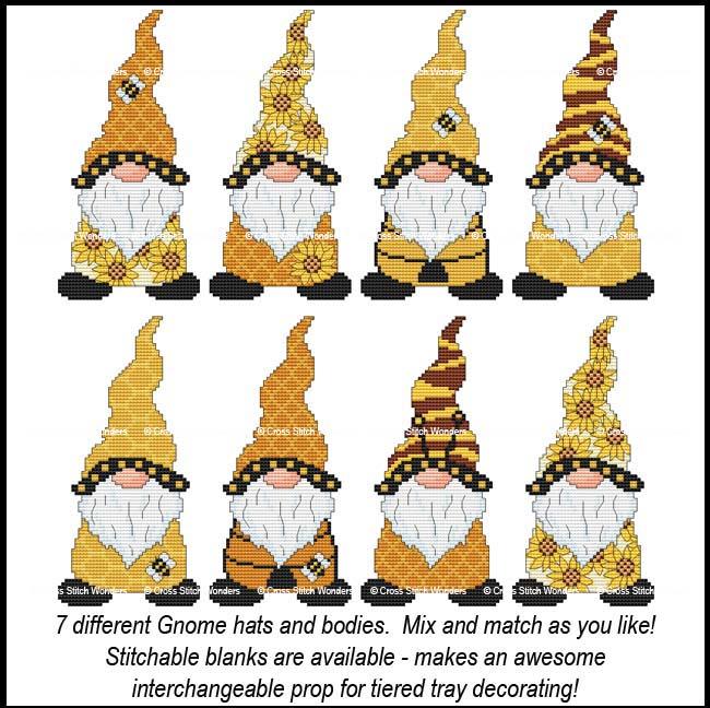 Sunflower N' Bee - Tall Gnome - Cross Stitch Pattern
