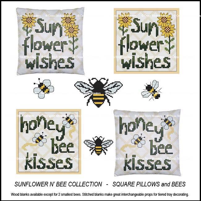 Sunflower N' Bee - Pillows & Bees - Cross Stitch Pattern