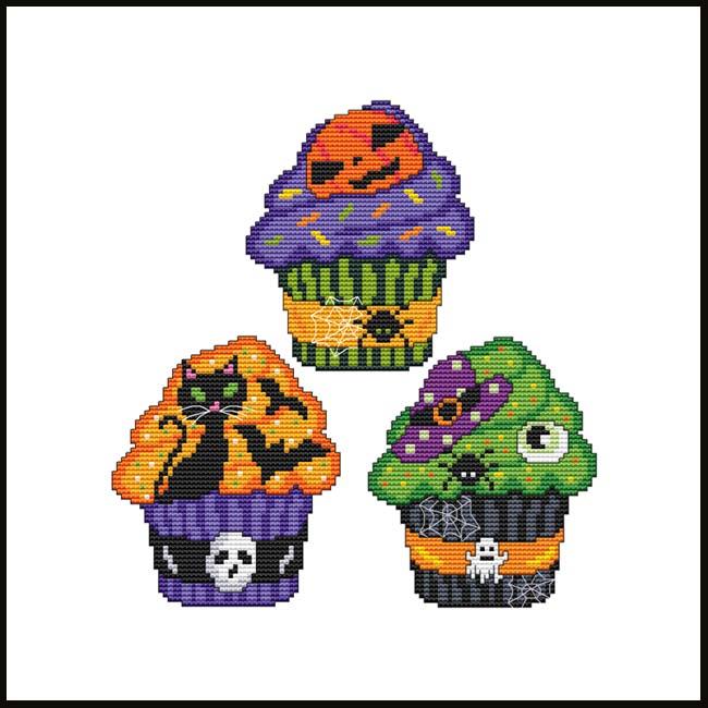 Cupcakes - Halloween Trio I - Cross Stitch Pattern