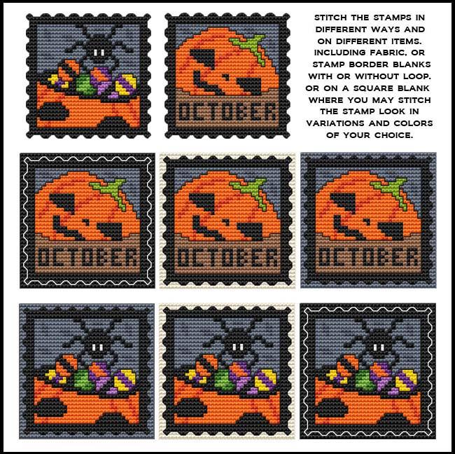 Stamp It - Halloween Candy & October - Cross Stitch Pattern