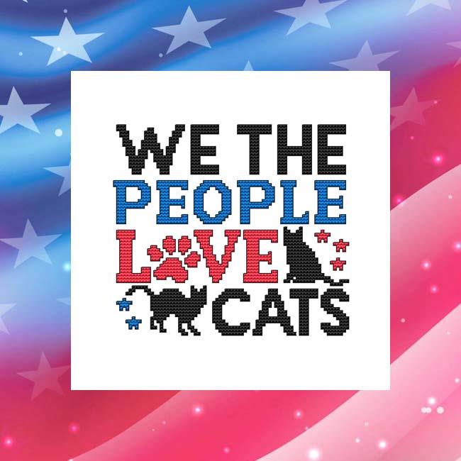 We The People Love Cats - Cross Stitch Pattern