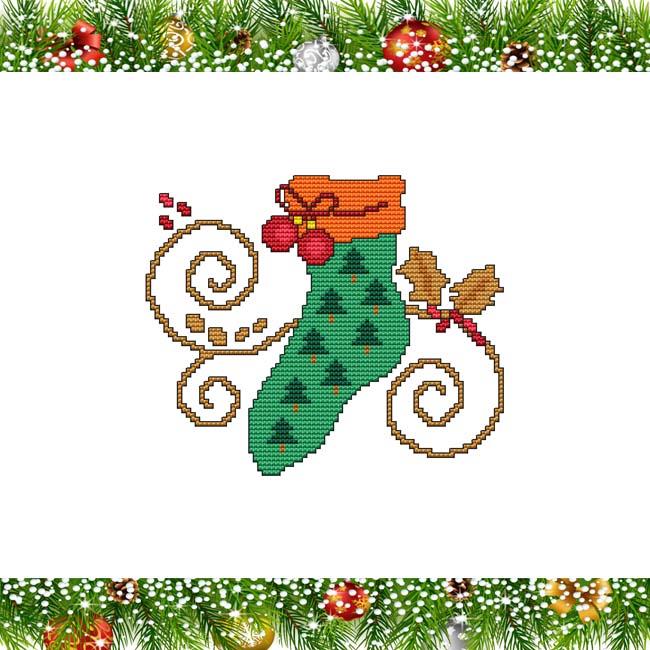 Jacobean Christmas - Stocking - Cross Stitch Pattern
