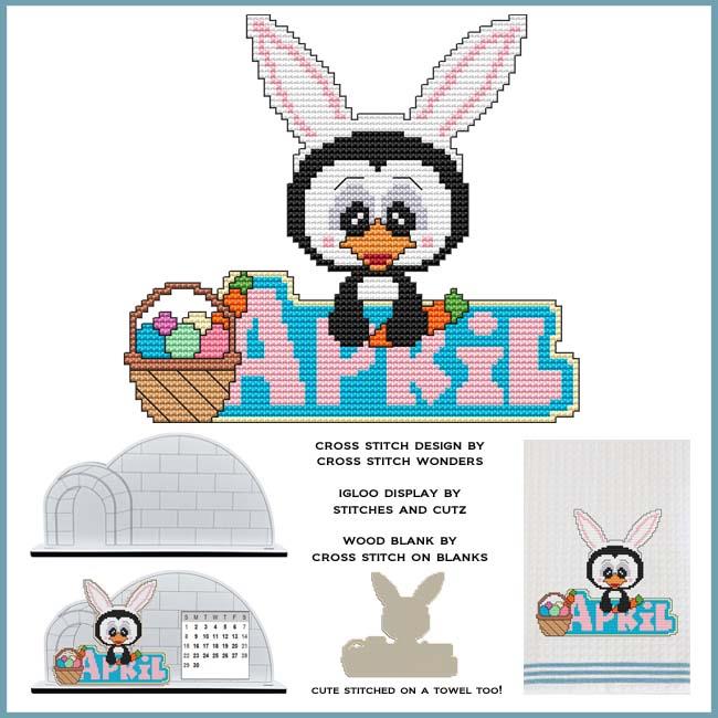 Monthly Penguin - April - Cross Stitch Pattern