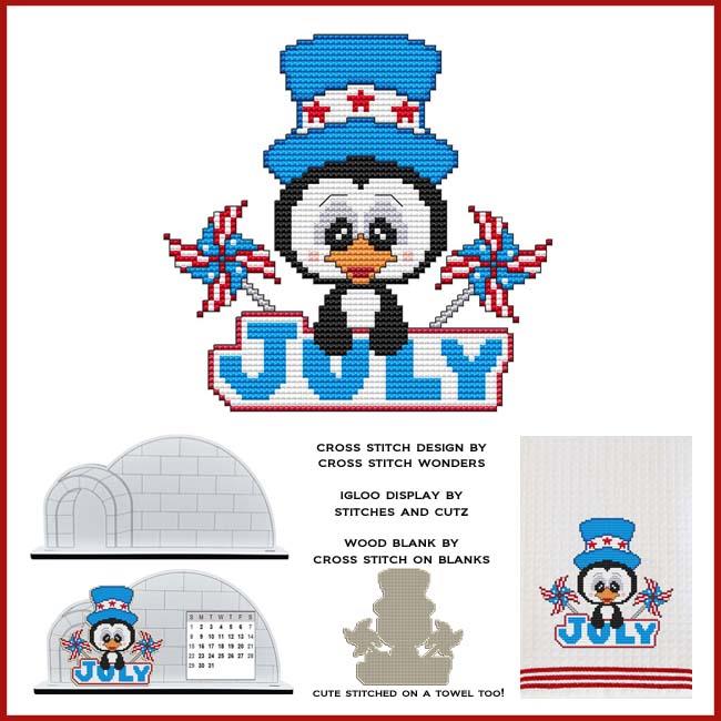 Monthly Penguin - July - Cross Stitch Pattern