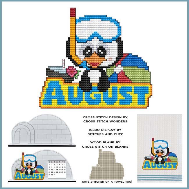 Monthly Penguin - August - Cross Stitch Pattern