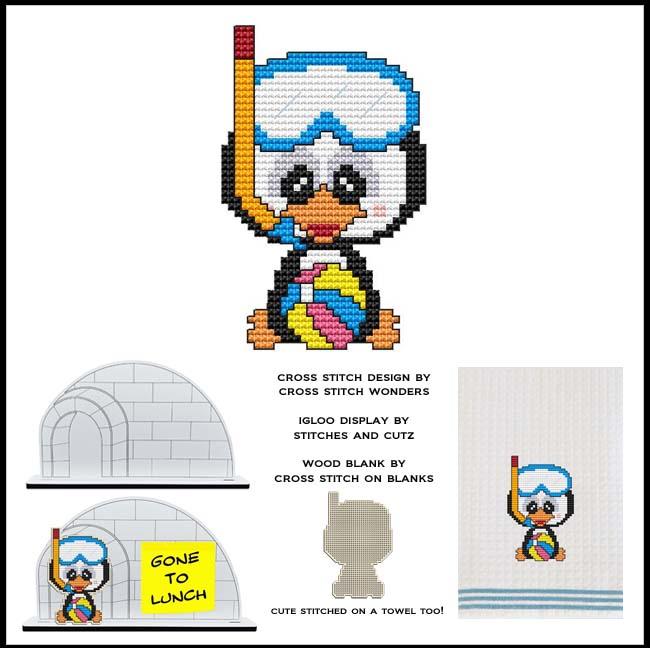 Little Monthly Penguin - August - Cross Stitch Pattern