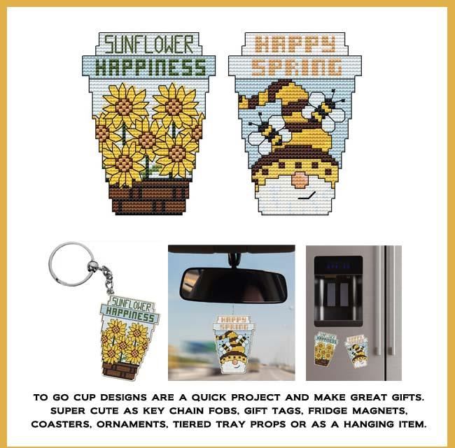 Sunflowers N' Spring To Go Cup - Cross Stitch Pattern