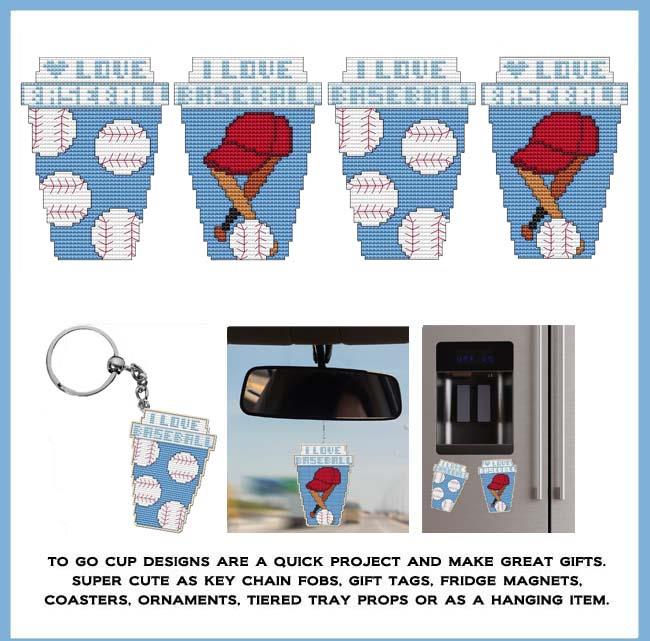Baseball To Go Cup - Cross Stitch Pattern