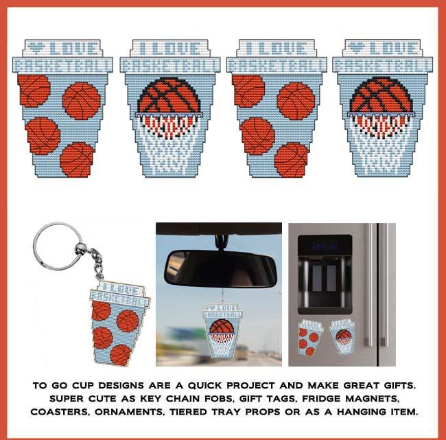 Basketball To Go Cup - Cross Stitch Pattern