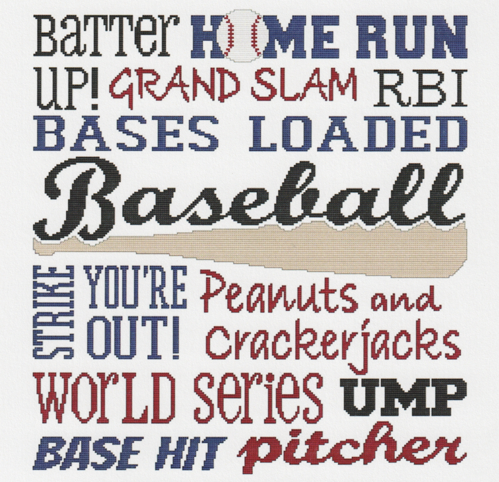 Baseball Subway Art - Cross Stitch Pattern