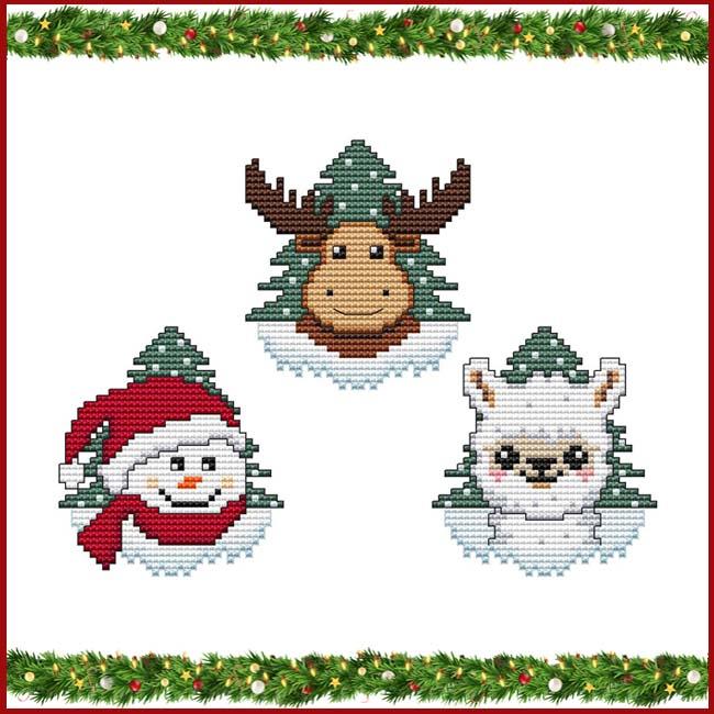 Christmas Tree Ornaments Llama Moose Snowman - Pattern