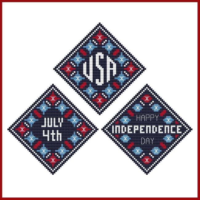 On Point Ornaments Patriotic Trio - Cross Stitch Pattern