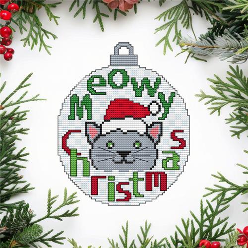 Meowy Christmas Ornament - Cross Stitch Pattern
