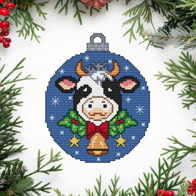 Cow Christmas Ornament - Cross Stitch Pattern