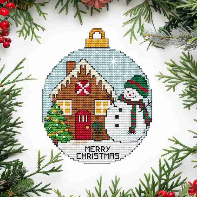 Gingerbread House Christmas Ornmanet - Cross Stitch Pattern