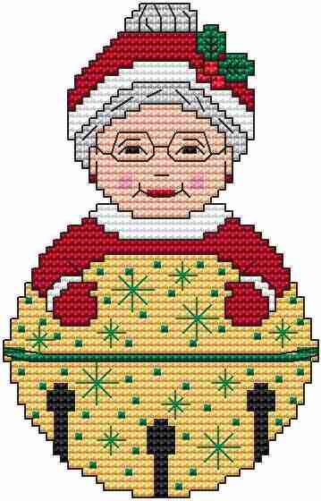 Jingle Bell Ornament Mrs. Claus - Christmas Cross Stitch