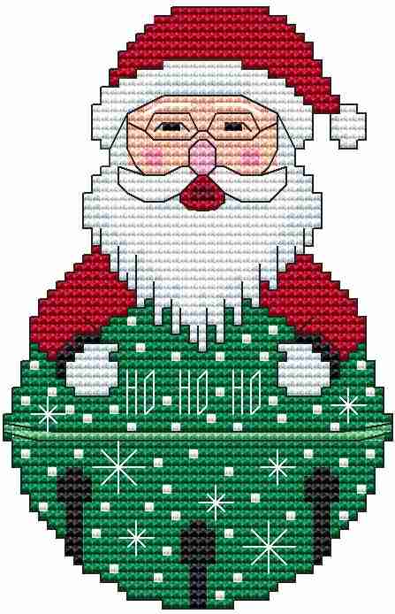 Jingle Bell Ornament Santa - Christmas Cross Stitch Pattern