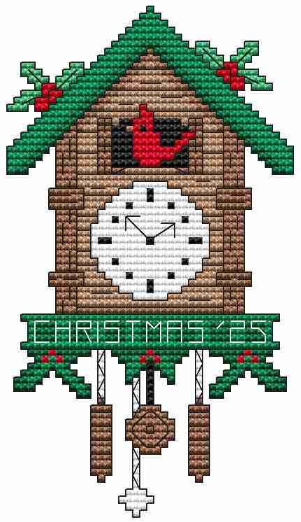 Christmas Cuckoo Clock Ornament - Cross Stitch