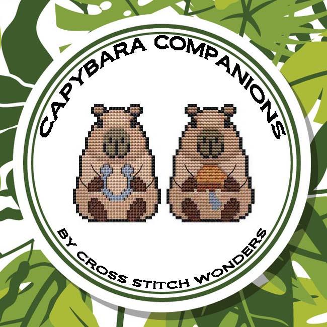 Capybara Companions Mushroom/Horseshoe -Cross Stitch Pattern