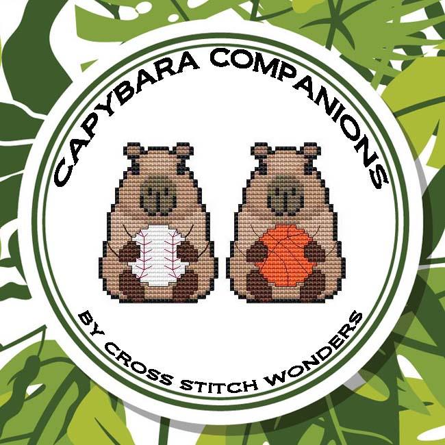 Capybara Companions Baseball/Basketball Cross Stitch Pattern