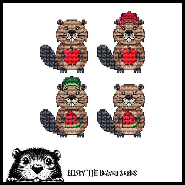 Blinky Buddies - Apple/Watermelon - Cross Stitch Pattern