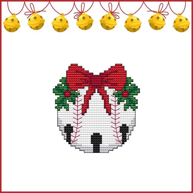 Jingle Bell Ornament - Baseball - Christmas Pattern