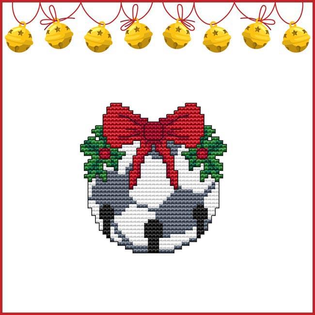 Jingle Bell Ornament - Soccer Ball - Christmas Pattern