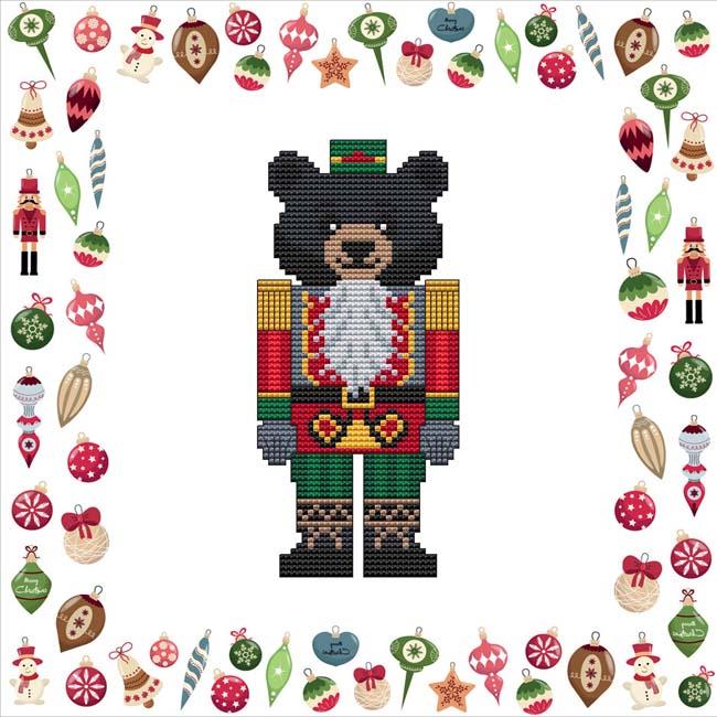 Black Bear Nutcracker - Christmas Cross Stitch Pattern