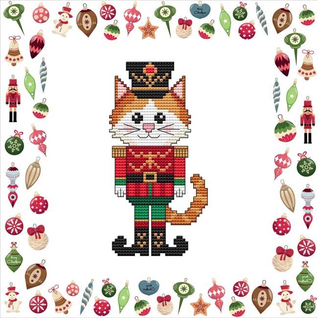 Calico Cat Nutcracker - Christmas Cross Stitch Pattern