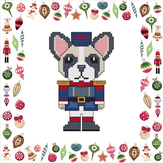 Frenchie Dog Nutcracker - Christmas Cross Stitch Pattern