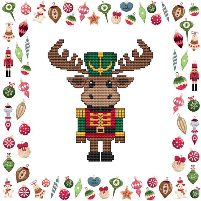 Moose Nutcracker - Christmas Cross Stitch Pattern