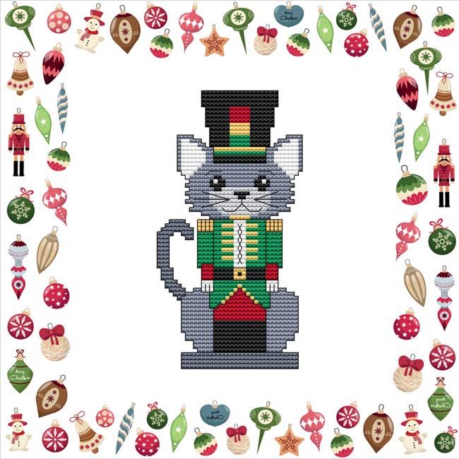 Grey Cat Nutcracker - Christmas Cross Stitch Pattern