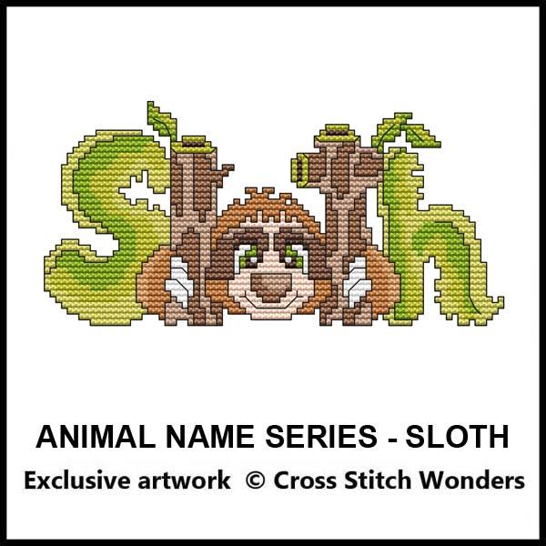 Animal Name Series - Sloth - Cross Stitch Pattern