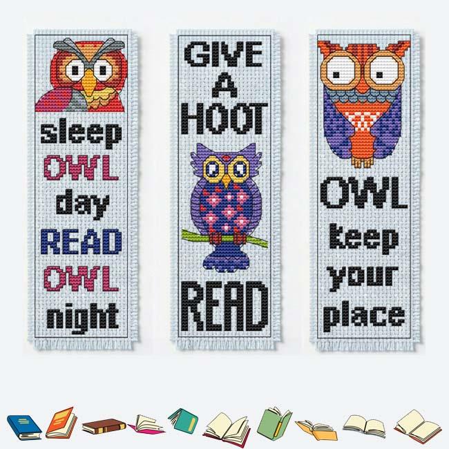 Owl Bookmarks One Combo - Cross Stitch Pattern