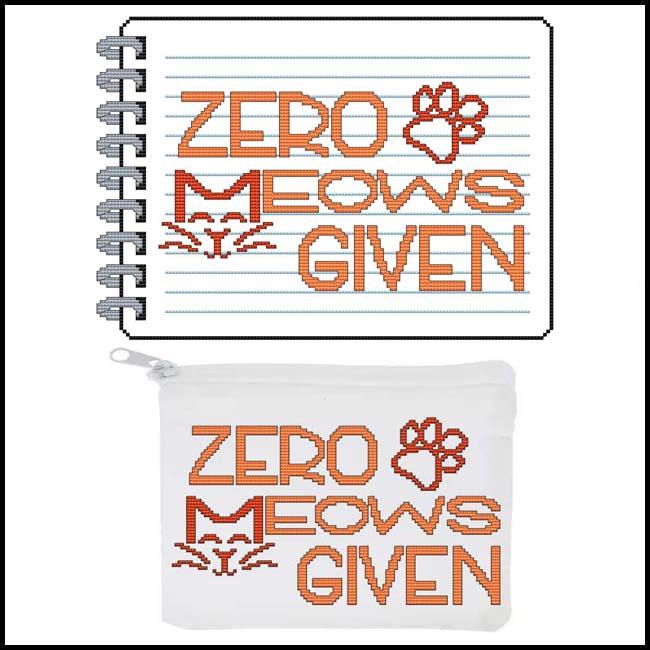 Sassy Threads II - Zero Meows - Cross Stitch Pattern