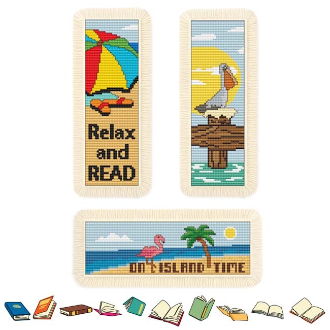 Tropical Bookmarks I Sun, Surf, Sand - Cross Stitch Pattern, zoomed in. Select this picture to zoom back out.