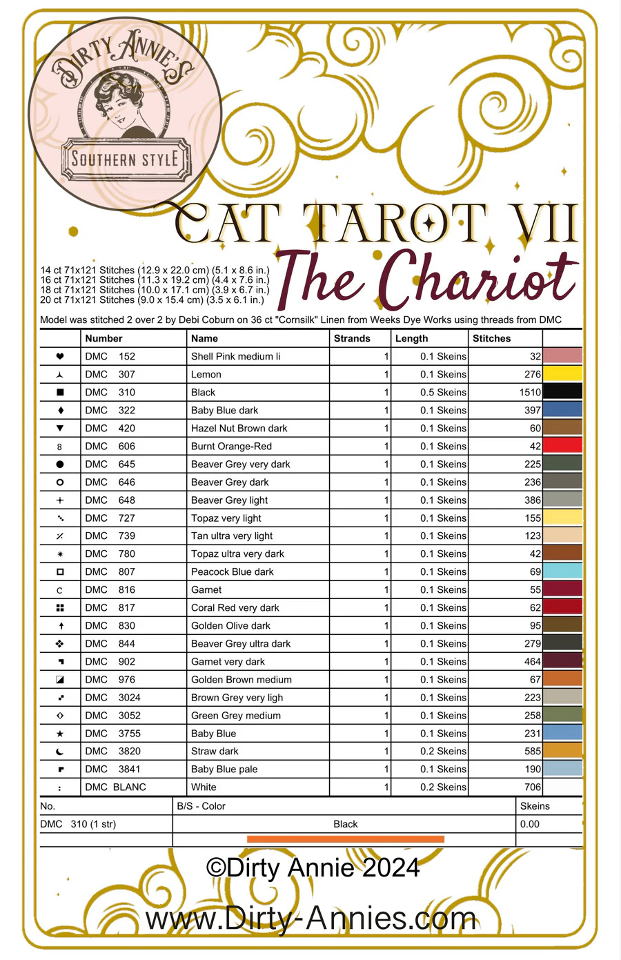 Cat Tarot VII - The Chariot - Cross Stitch Pattern