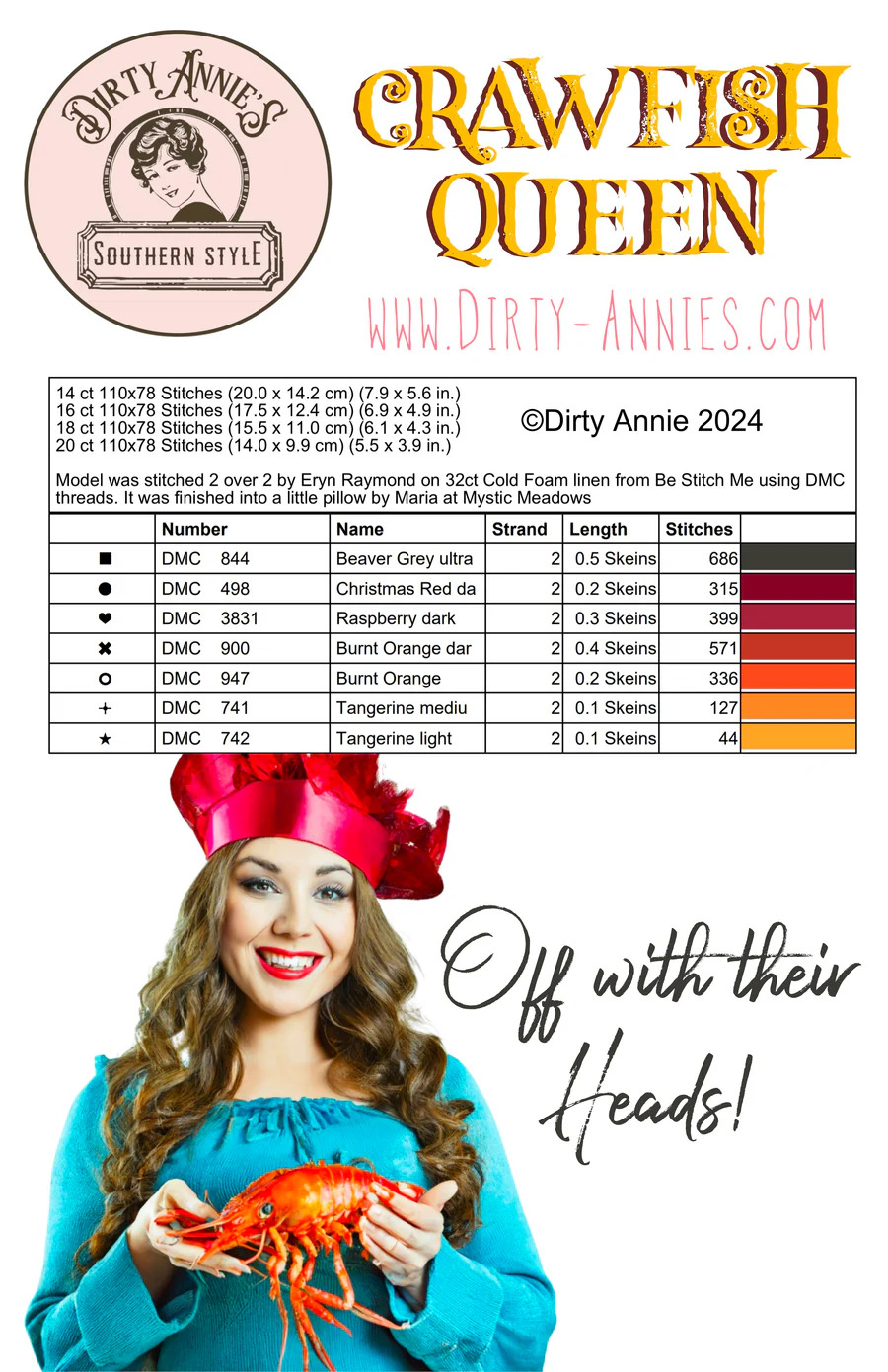 Crawfish Queen - Cross Stitch Pattern
