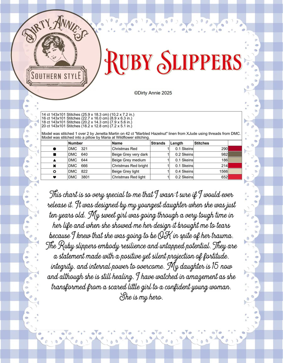 Ruby Slippers - Cross Stitch Pattern