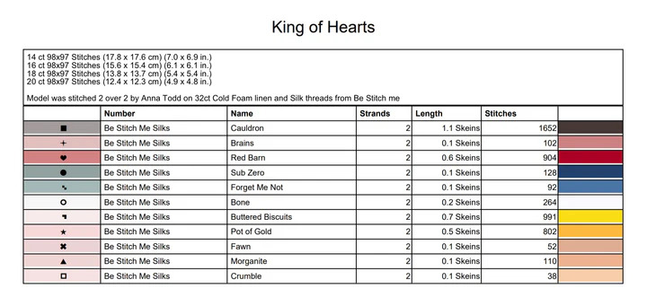 King of Hearts - Cross Stitch Pattern