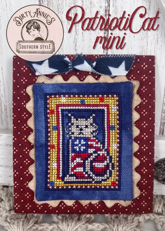 PatriotiCat Mini - Patriotic Cross Stitch Pattern, zoomed in. Select this picture to zoom back out.
