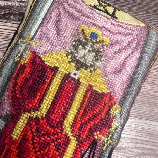 Cat Tarot Series:XI Justice - Cross Stitch Pattern, different perspective #1, zoomed in. Select this picture to zoom back out.