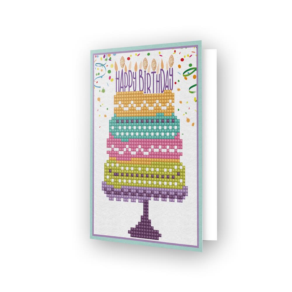 Happy Birthday Cake - Diamond Embroidery Greeting Card Kit