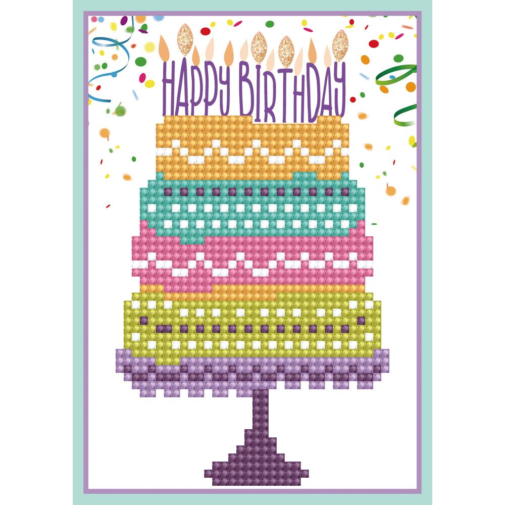 Happy Birthday Cake - Diamond Embroidery Greeting Card Kit