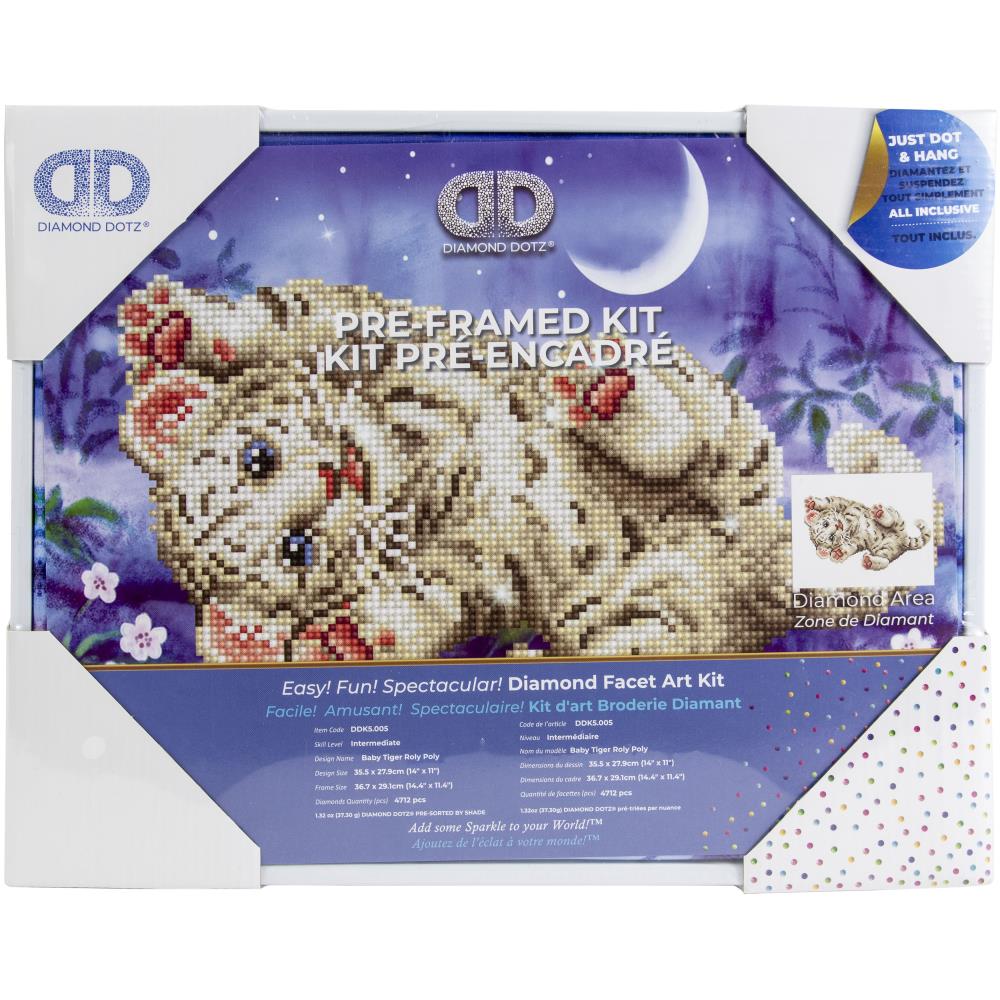 Baby Tiger Roly Poly with Frame - Diamond Dotz Facet Art Kit